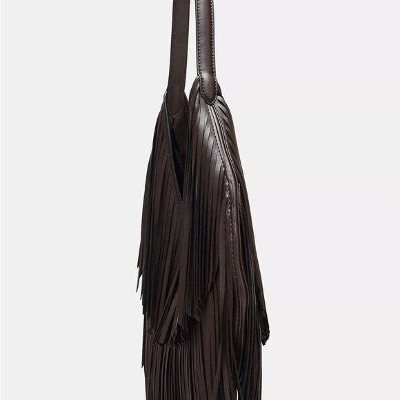 Zara Brown Fringe Shoulder Bag - Picture 5 of 7